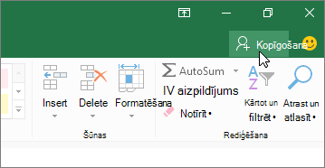 Kursors, noklikšķinot uz koplietošanas ikonas