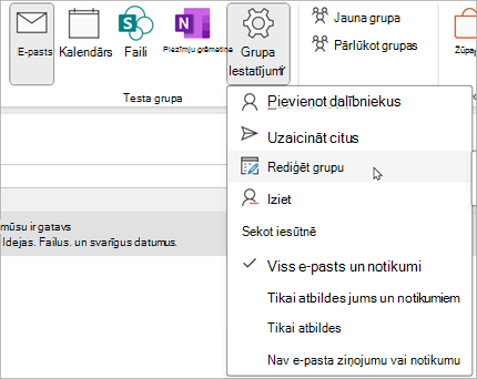 On the ribbon, select Group Settings > Edit Group