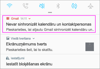 Atveriet paziņojumu joslu