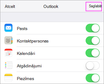 Konta sinhronizācijas iestatījumi