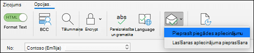 Pieprasīt piegādes apliecinājumu