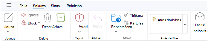 Lente jaunajā programmā Outlook darbam ar Windows