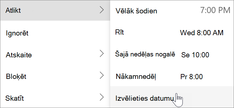 Atlikšanas izmantošana jaunajā programmā Outlook darbam ar Windows