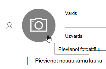 Ekrānuzņēmums, kurā redzama opcija pievienot kontaktpersonas fotoattēlu