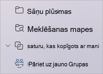 Mapju sarakstā atlasiet Doties uz jaunām grupām vai Doties uz grupām