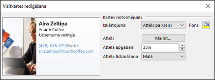 Elektroniskajām vizītkartēm var pievienot attēlu.