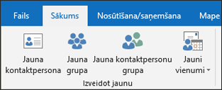 Lai izveidotu jaunu kontaktpersonu, atlasiet jaunu kontaktpersonu.