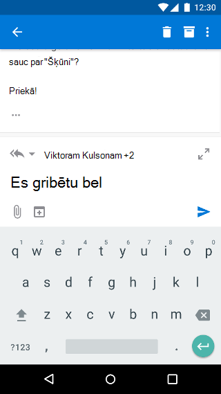 E-pasta ziņojuma sastādīšana programmā Outlook Mobile