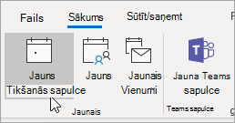 Ekrānuzņēmums, kurā redzama poga Jauna tikšanās
