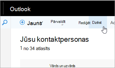 Ekrānuzņēmums ar pogu Dzēst programmas Outlook navigācijas joslā.