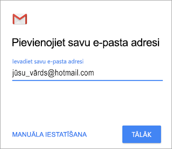 Pievienojiet savu e-pasta adresi