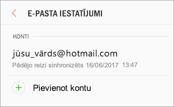 Iestatījumi > Pievienot kontu