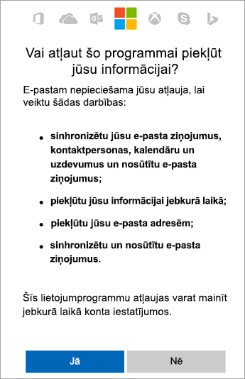Pieskarieties pie Jā, lai akceptētu atļaujas