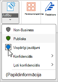 Sensitivitātes etiķešu izvēlne