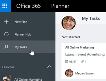 Click My Tasks to see only your tasks in a plan