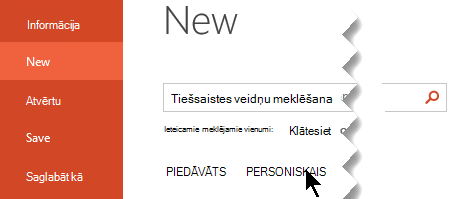 Sadaļā Fails > jauns atlasiet personisko opciju, lai skatītu personiskās veidnes