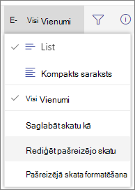 Skata opciju pārslēgšanas izvēlne