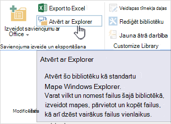 SharePoint 2016 atvēršana, izmantojot Explorer programmā IE11