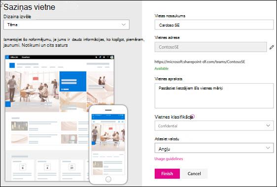 SharePoint saziņas vietnes izveide
