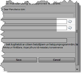 Atzīmju ikonas dialoglodziņā Rekvizītu rediģēšana