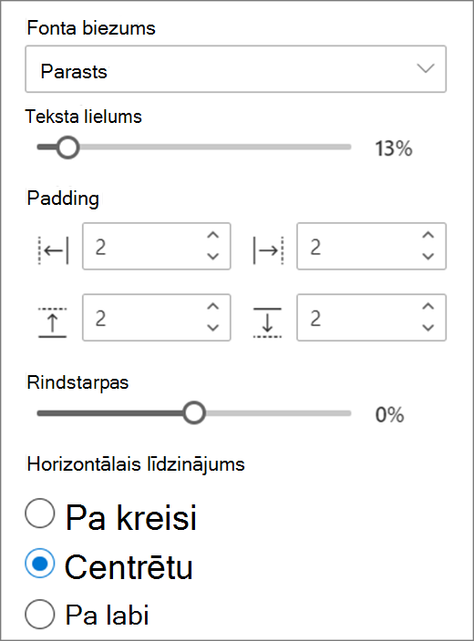 Teksta formātu izvēle