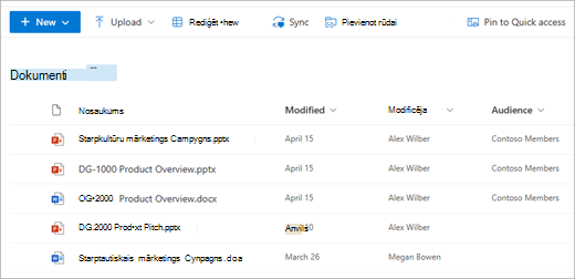 Dokumentu bibliotēka koplietošanas vidē SharePoint.