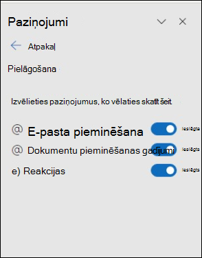 Outlook paziņojumu iestatījumu rūts