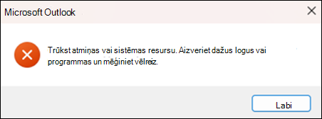 Outlook atmiņas trūkuma kļūda