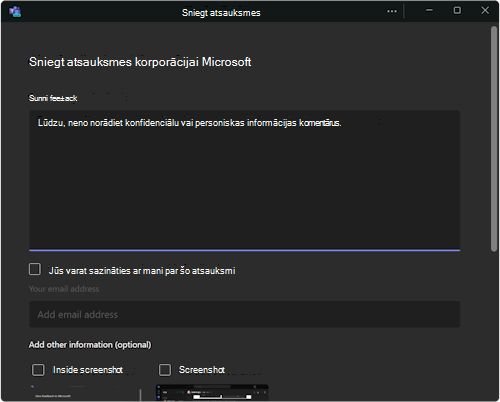 Dialoglodziņš atsauksmju sniegšanai