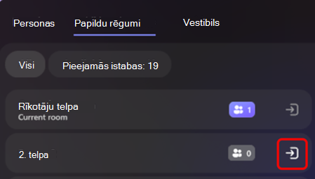 Ekrānuzņēmums, kurā redzams, kā organizatori var mainīt telpas imersīva pasākumā.