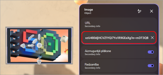 Ekrānuzņēmums, kurā redzams, kā tīrskata notikumos pievienot URL pielāgotam objektam.