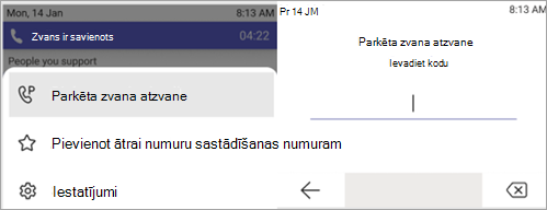 Ekrānuzņēmums, kurā redzams process, lai uzņemtu stāvvietu novietotu zvanu.