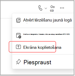 Ekrāna kopīgošana MS Teams tērzēšanā