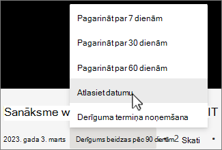 Ierakstīšanas termiņa izvēlne