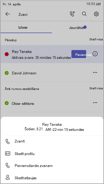 Tiek atvērta apakšējā izvēlne ar atļauju opcijām.