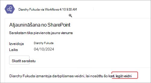 Ekrānuzņēmums, kurā redzams, kā iegūt esošas darbplūsmas veidnes kopiju