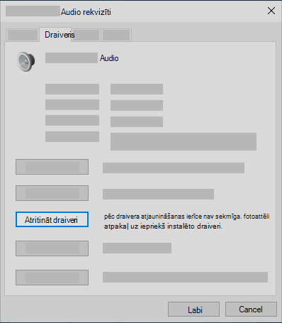 Audio draivera atrite Ierīču pārvaldniekā