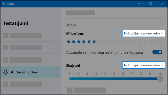 Skype iestatījumi