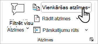 Ekrānuzņēmums, kurā redzams, kur varat iestatīt atzīmju līmeni, kuru vēlaties skatīt savā Word dokumentā.