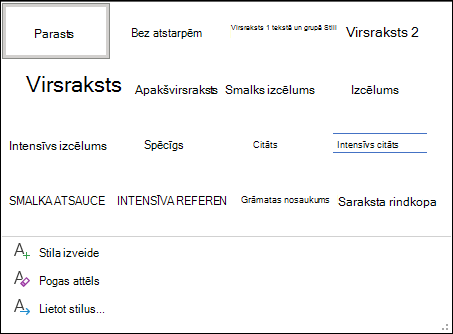 Stilu bibliotēka programmā Word