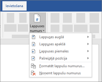 Ievietot lappuses numuru