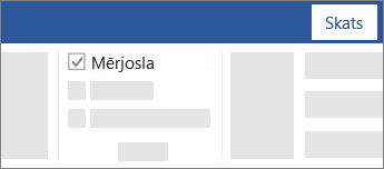 Mērjoslas rādīšana un paslēpšana, izmantojot izvēles rūtiņu lentē