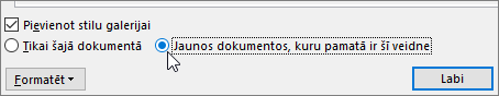 New documents based on this template - option in Modify Style dialog box