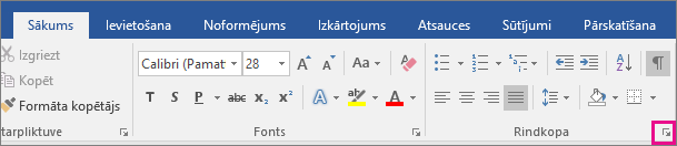The arrow to open the Paragraph dialog box is highlighted on the Home tab.