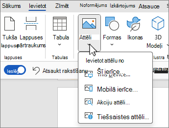 Insert picture menu