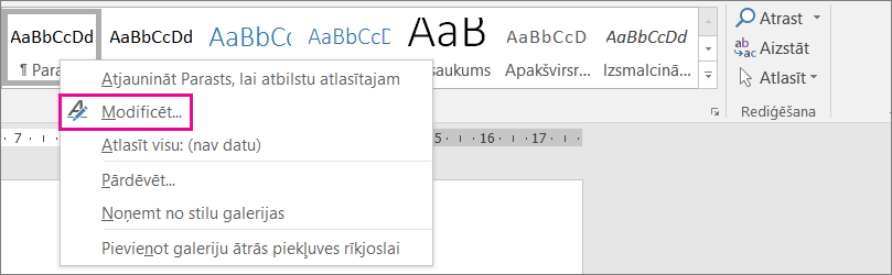 Word stila modificēšana