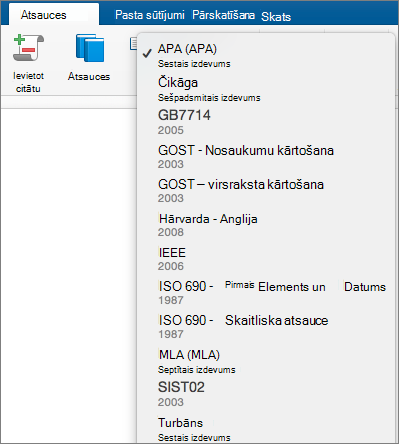 Cilnē Atsauces tiek izcelti atsauču stili.