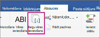 On the References tab, the Endnote button is highlighted
