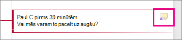 Ir iezīmēta ikona Atbildēt uz komentāru
