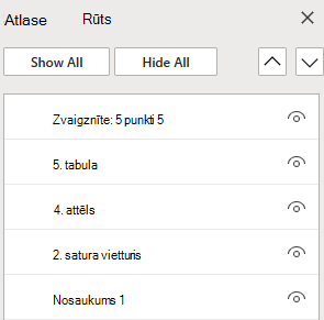 Atlases rūts objektu kārtošanai slaidā programmā PowerPoint tīmeklim.